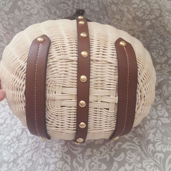 C&C California Rattan Woven Buckle Studded Handbag - Picture 3 of 6